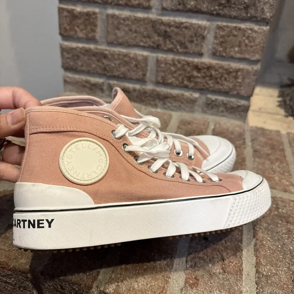 Stella McCartney Futeni/Funchi Blush Canvas High Top shoes Sz 8 blush pink #0047